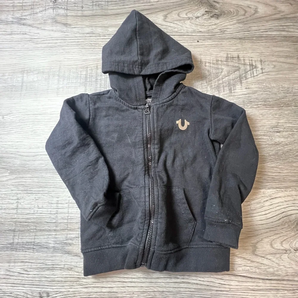 True Religion Hoodie Boys 3T Black‎ Gold Buddha World Tour Full Zip Sweatshirt